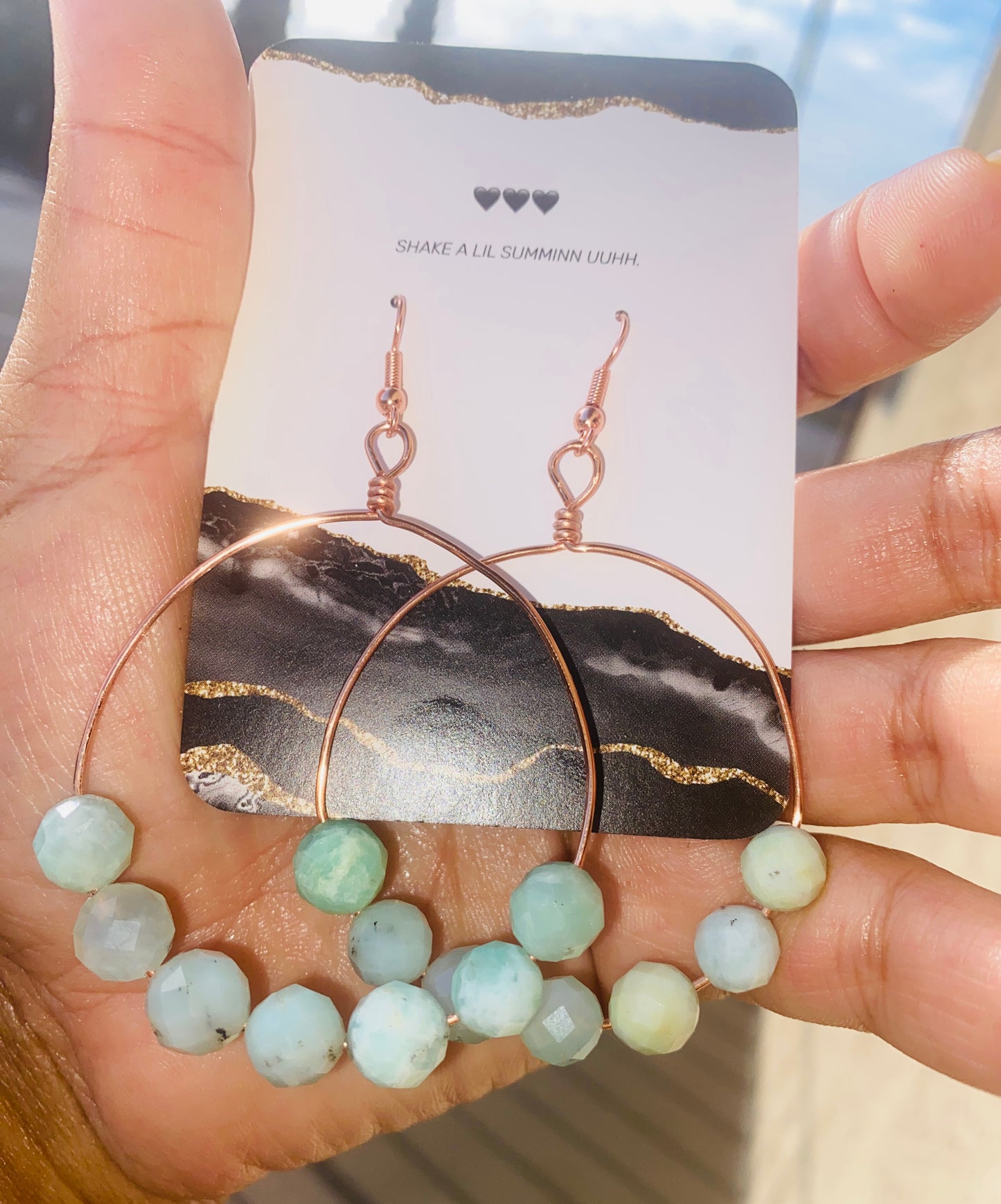 CHRYSOPRASE HOOPS (COPPER EARRINGS)