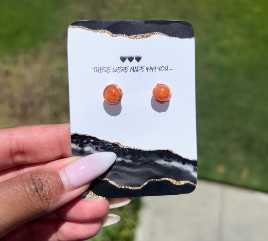 ORANGE CALCITE COPPER STUDS