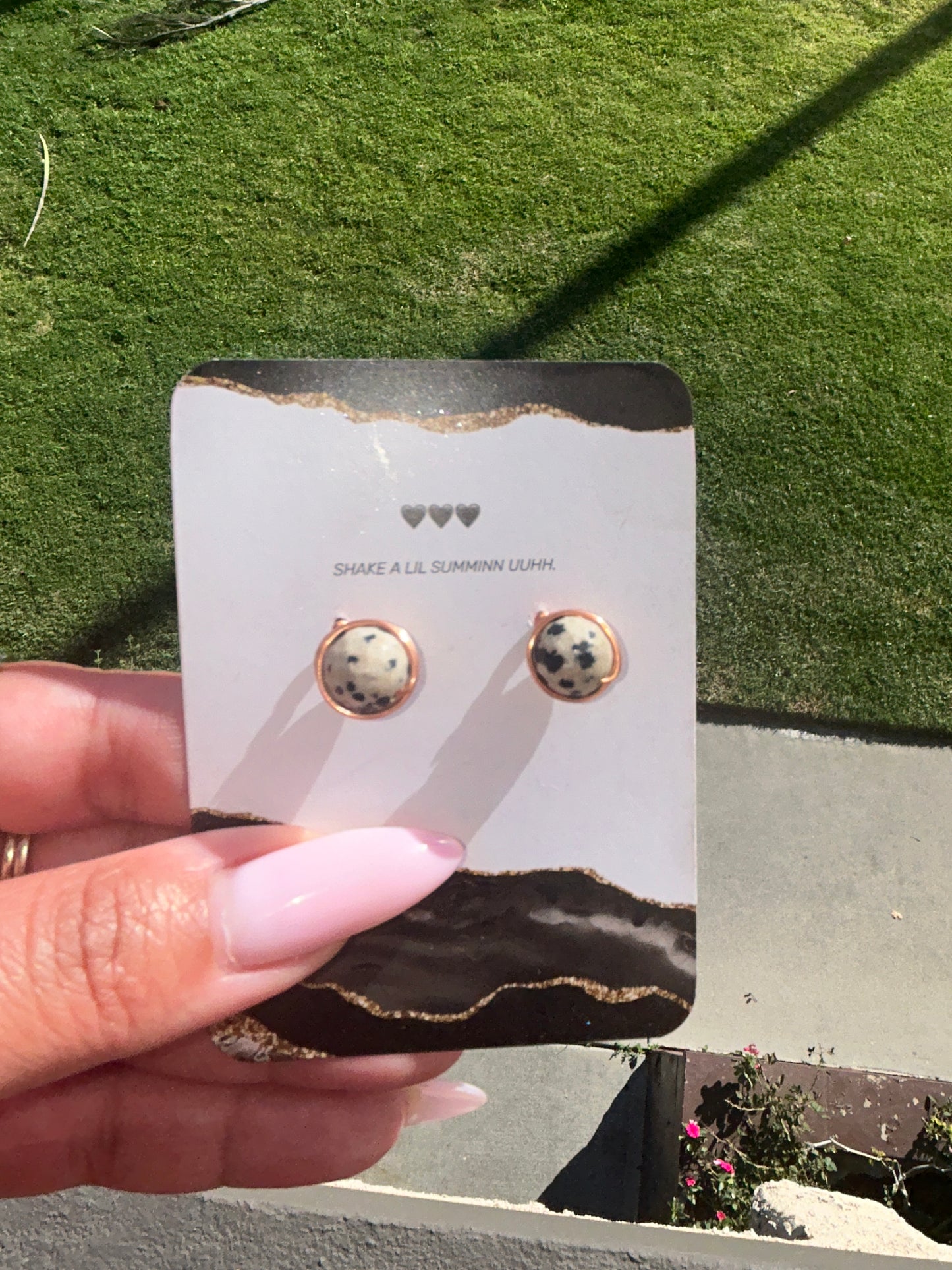 DALMATIAN JASPER COPPER STUDS