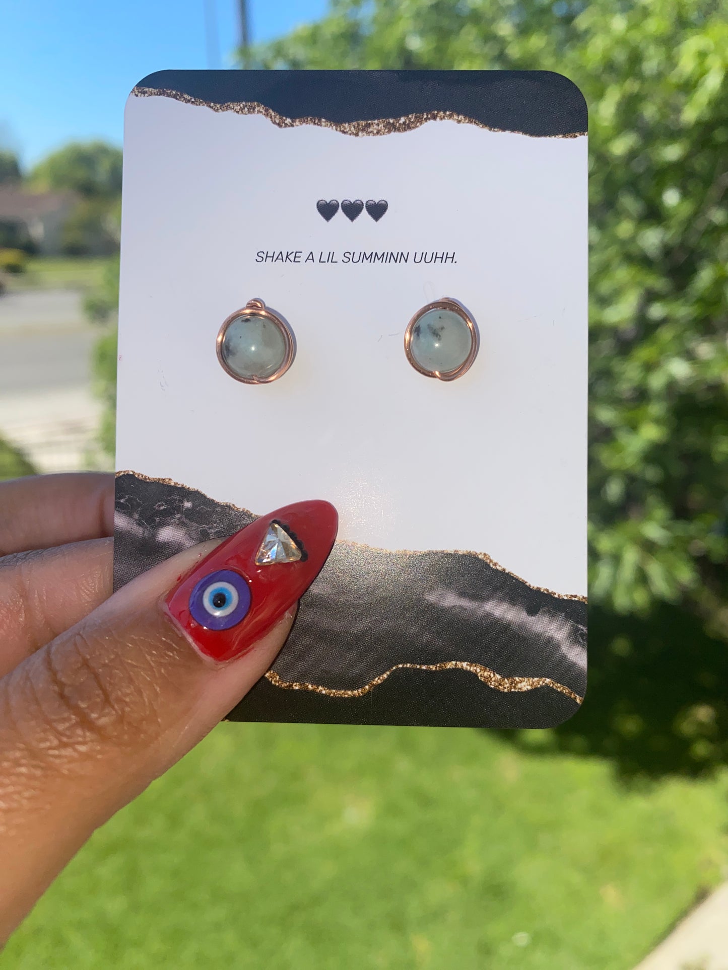 KIWI JASPER COPPER STUDS (EARRINGS)