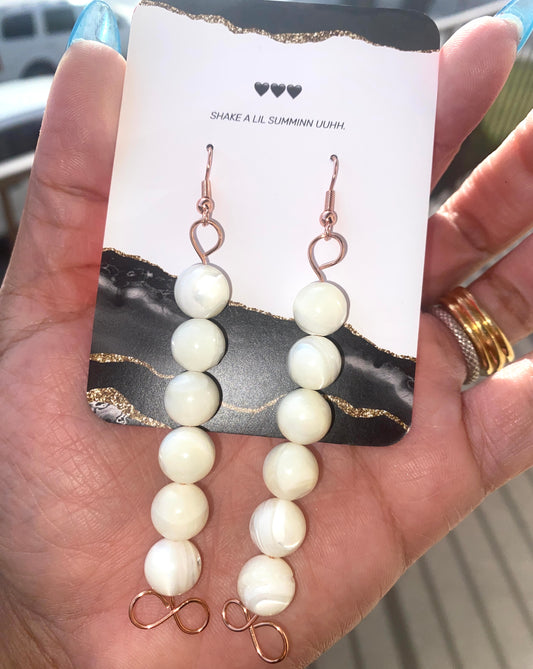 MOTHER OF PEARL INFINITY DROP EARRINGS