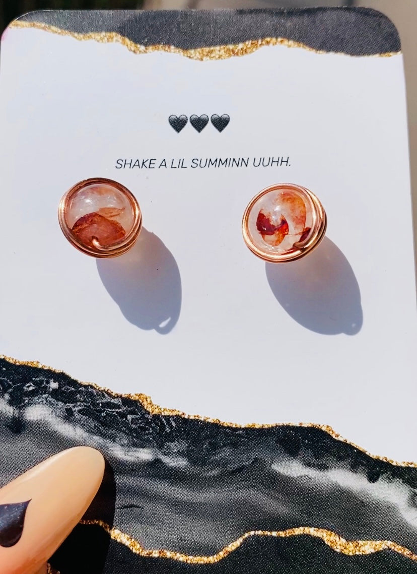 HEMATOID LEPIDOCROCITE STUD (COPPER EARRINGS)