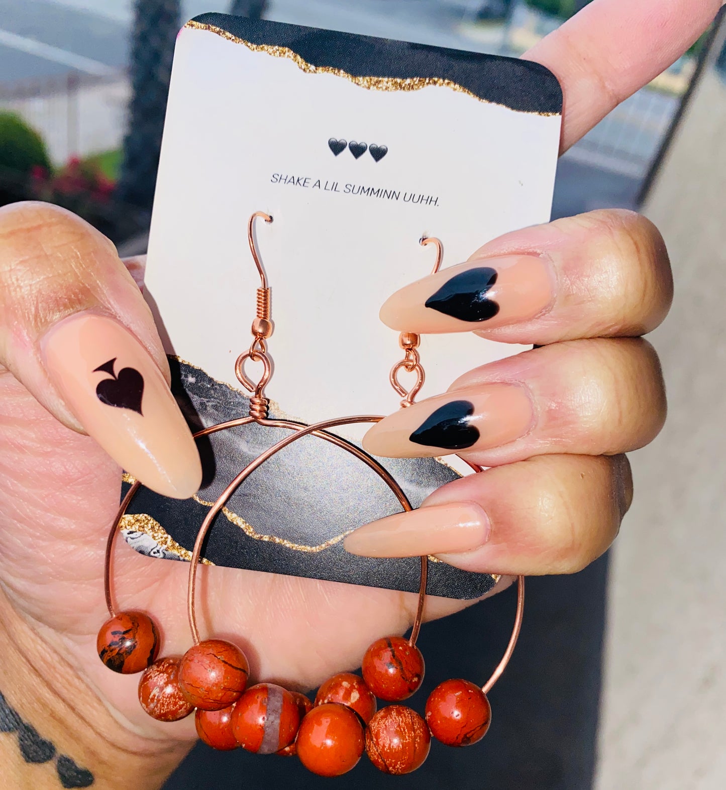 RED JASPER COPPER HOOPS (SMALL)