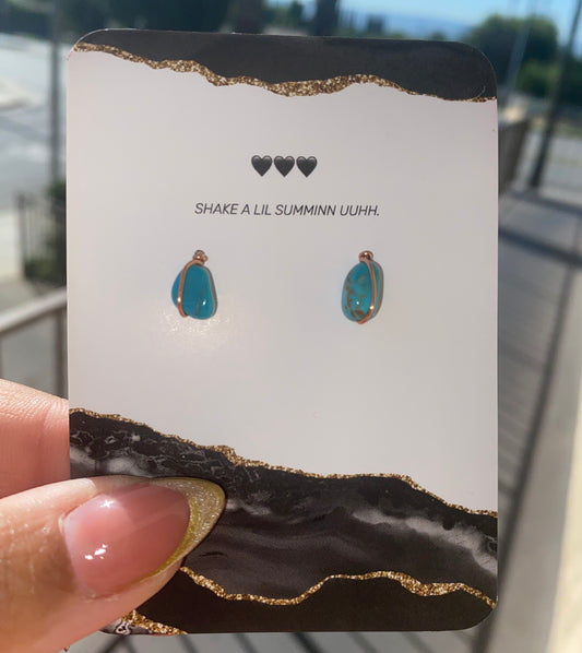 TURQUOISE STUDS (COPPER EARRINGS)