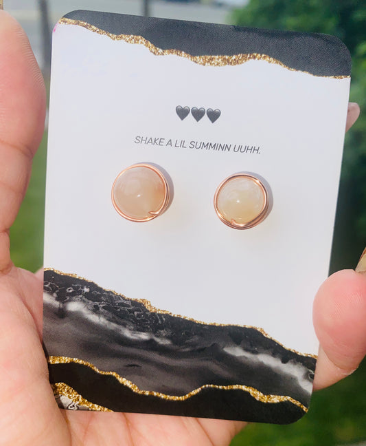 CHERRY BLOSSOM AGATE COPPER STUDS