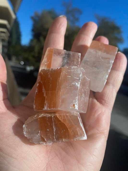 RED N' WHITE OPTICAL CALCITE (POCKET PIECE)