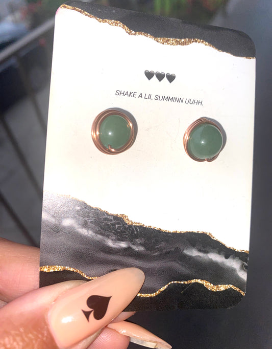 GREEN AVENTURINE STUDS (COPPER)