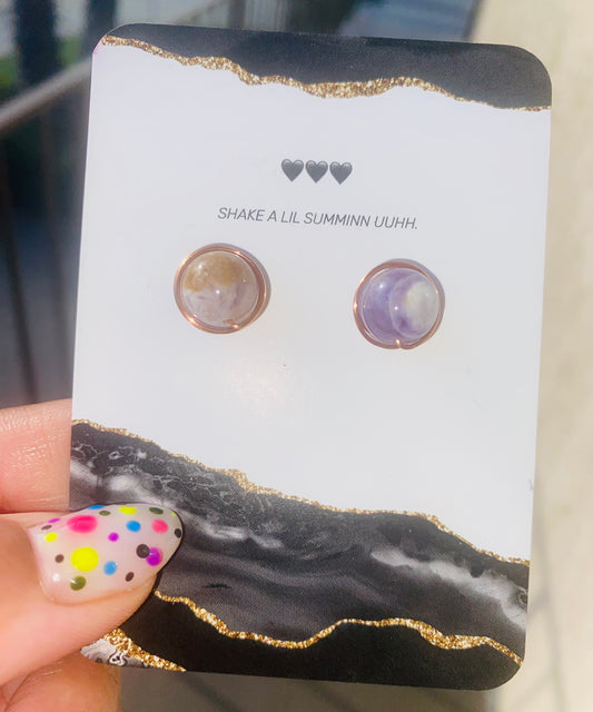 CHEVRON AMETHYST EARRINGS( COPPER)