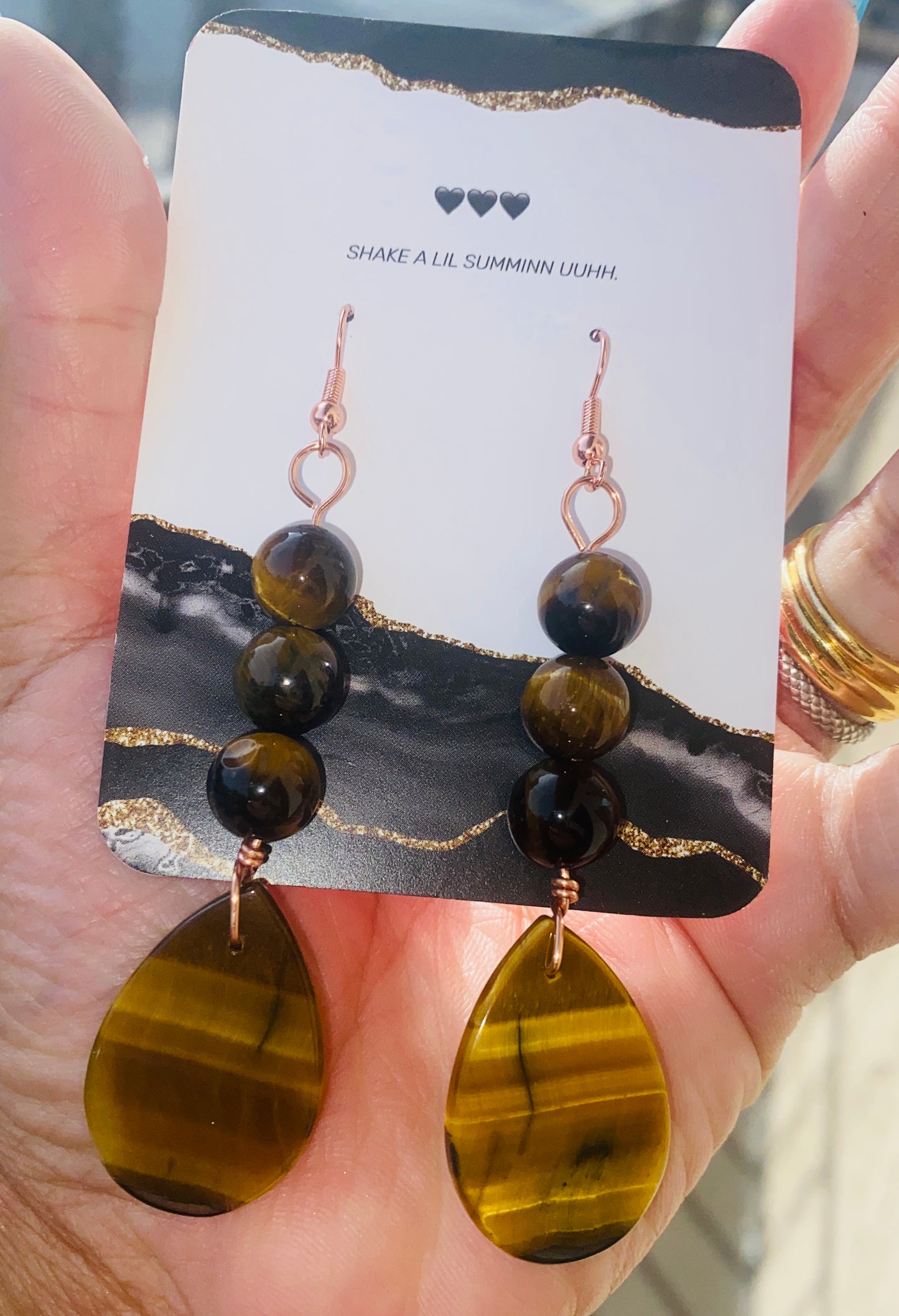 TIGERS EYE COPPER EARRINGS