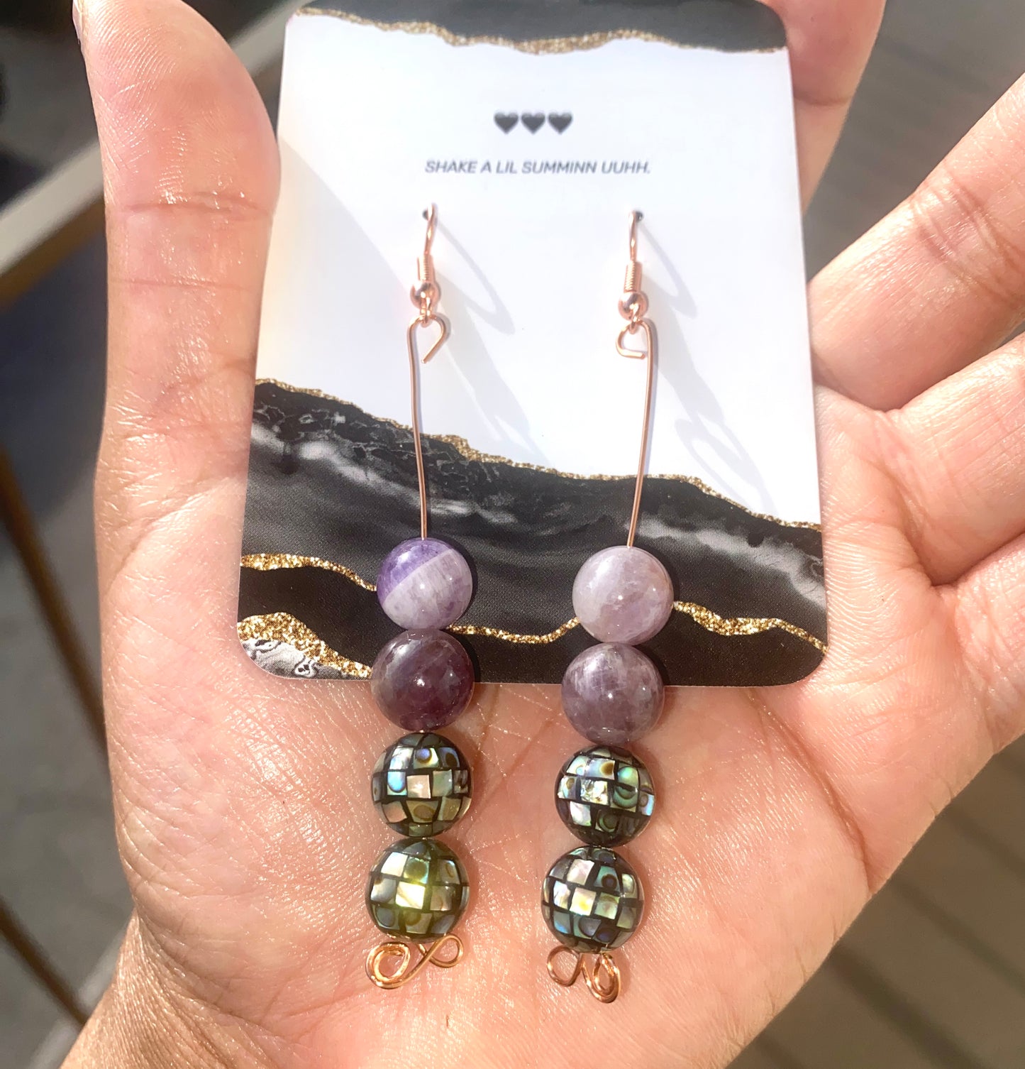 ALBALONE N' AMETHYST EARRINGS (COPPER)