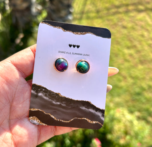 RAINBOW TIGERS EYE COPPER STUDS