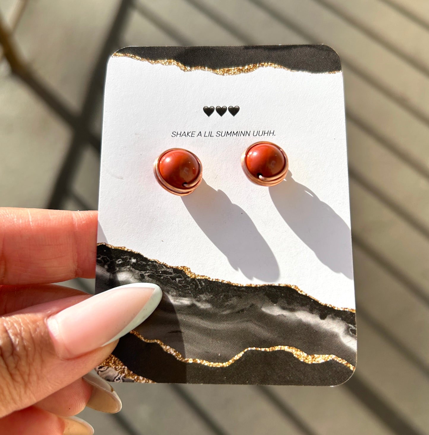 RED JASPER COPPER WRAPPED STUDS