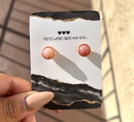 RHODONITE STUDS (COPPER EARRINGS)