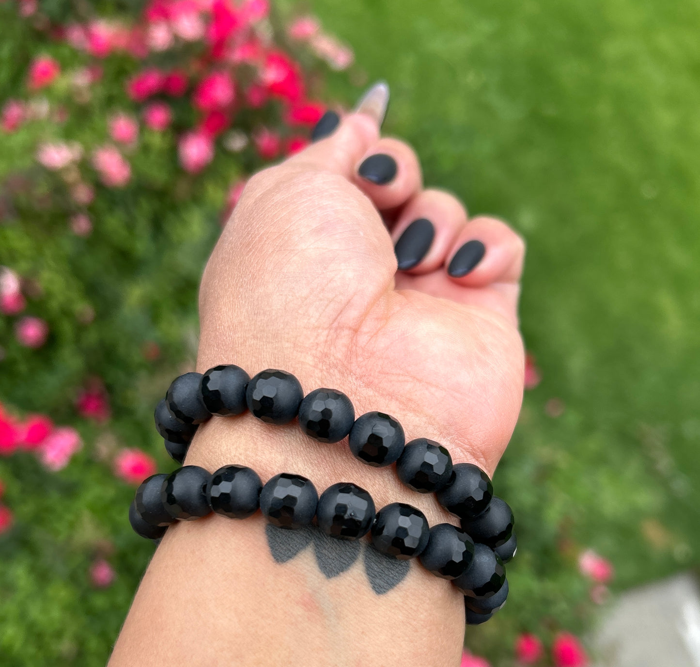 DIAMOND CUT MATTE ONYX BRACELET