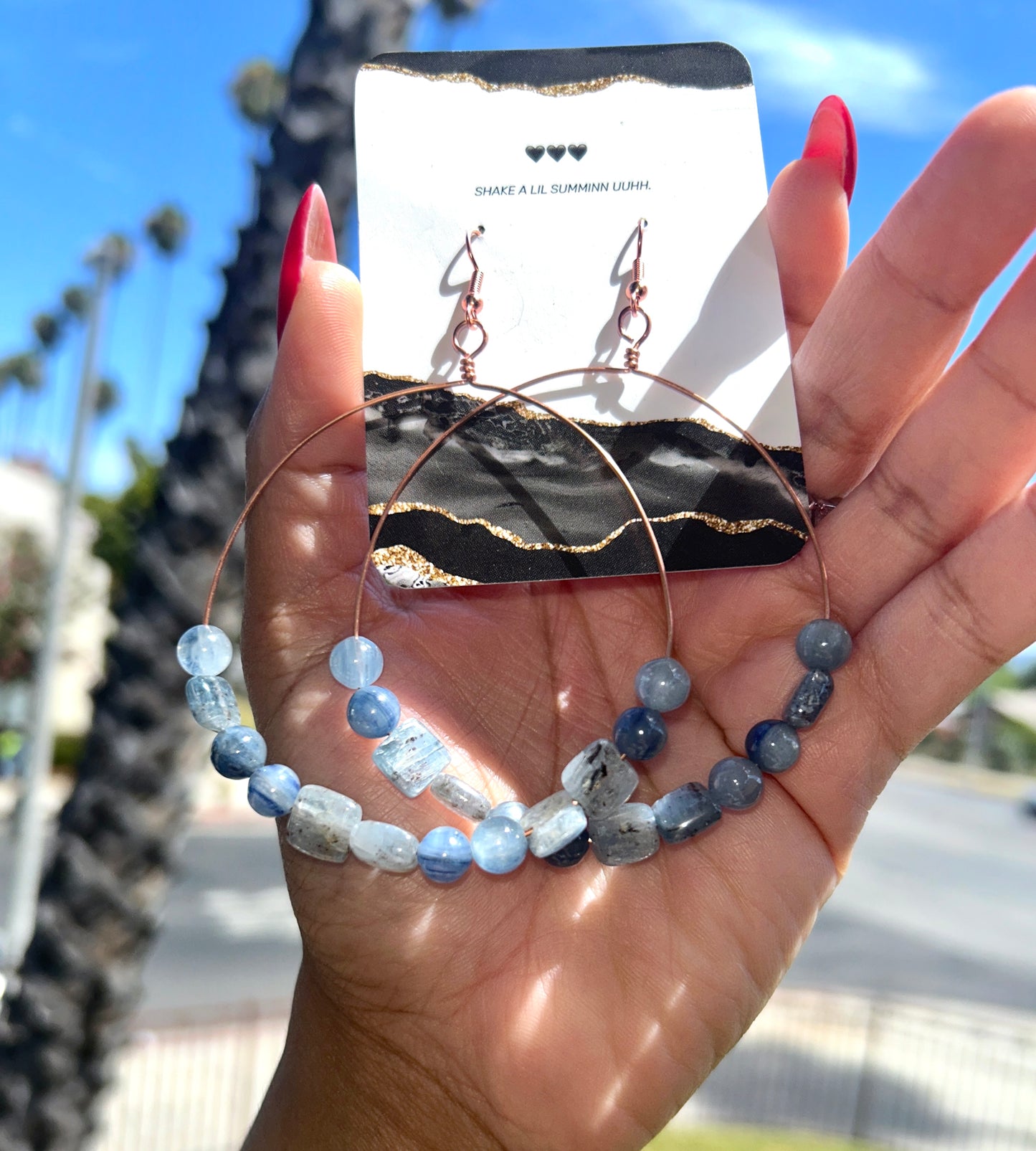 BLUE N' GREEN KYANITE HOOPS