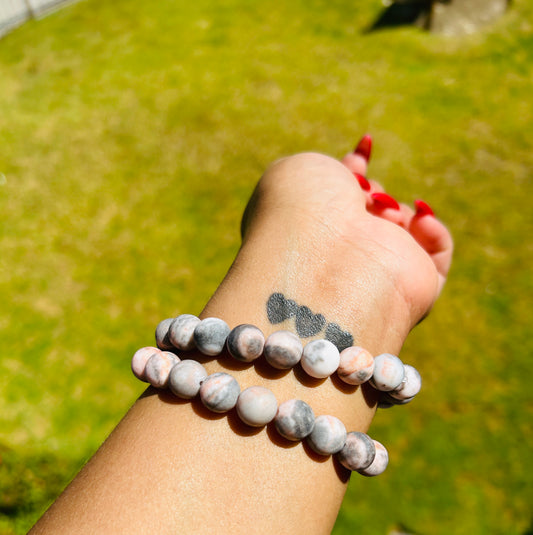 PINK ZEBRA JASPER BRACELET