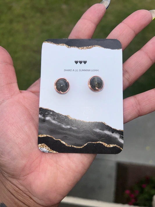 LABRADORITE STUDS (COPPER EARRINGS)