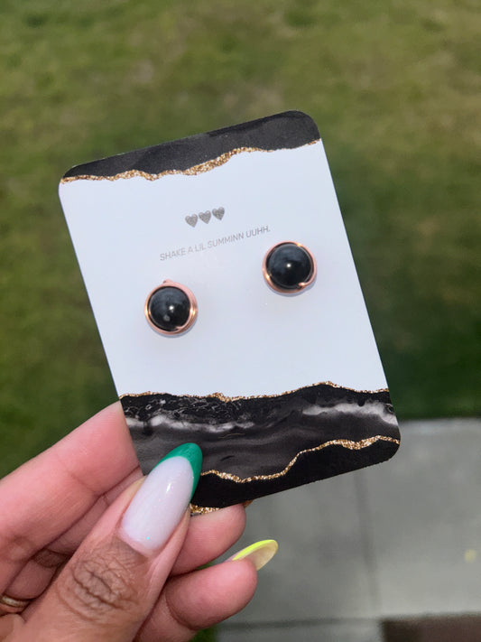 SNOWFLAKE OBSIDIAN COPPER STUDS