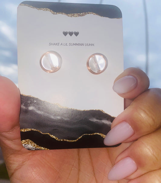 CLEAR QUARTZ STUDS ( COPPER EARRINGS)