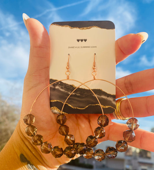 SMOKY QUARTZ COPPER HOOPS