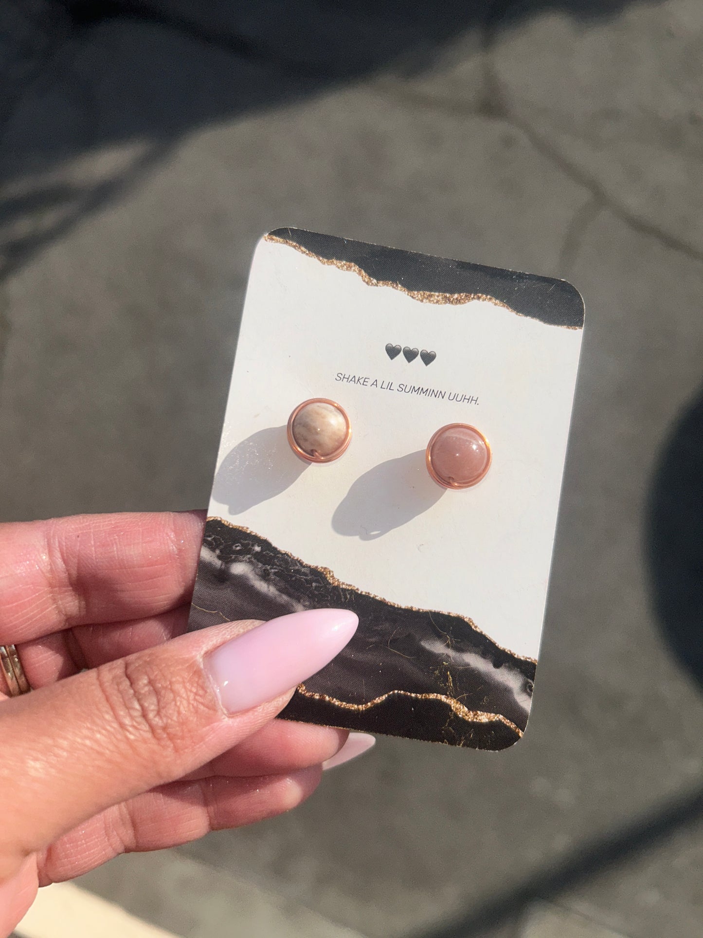 SUNSTONE STUDS (COPPER)