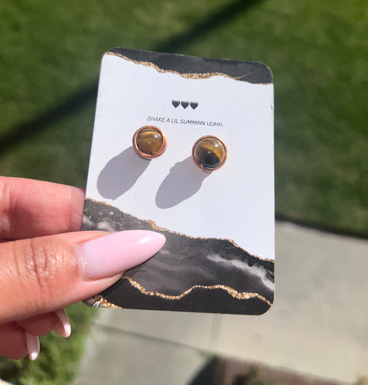 TIGERS EYE COPPER STUDS