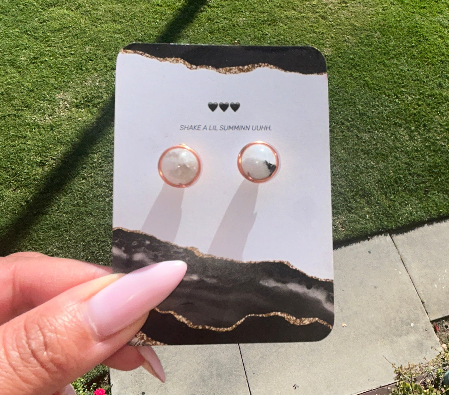 RAINBOW MOONSTONE COPPER STUDS