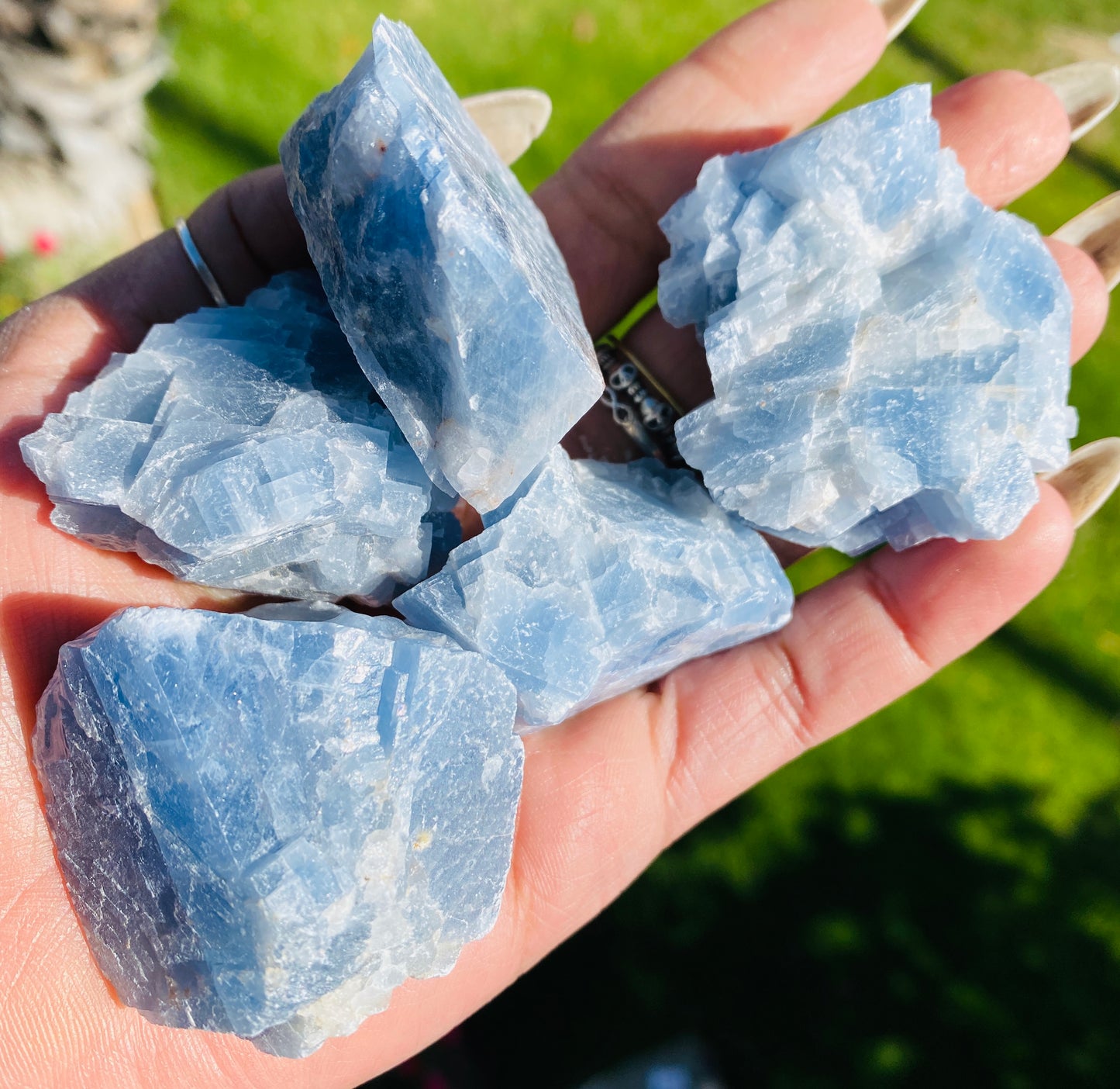 BLUE CALCITE POCKET PIECE