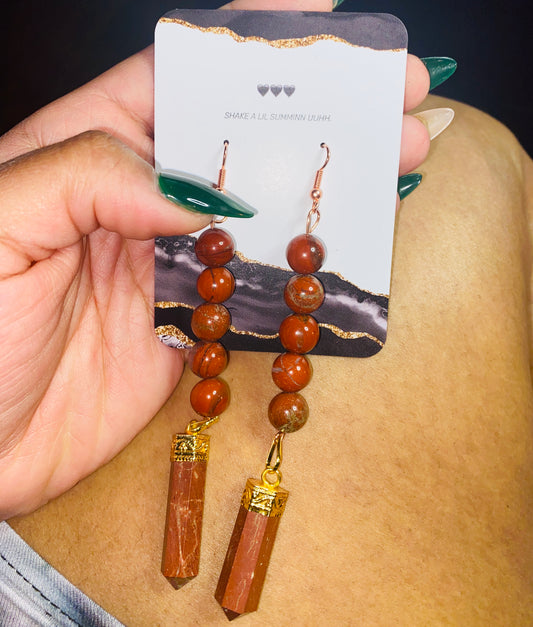 RED JASPER EARRINGS (COPPER)