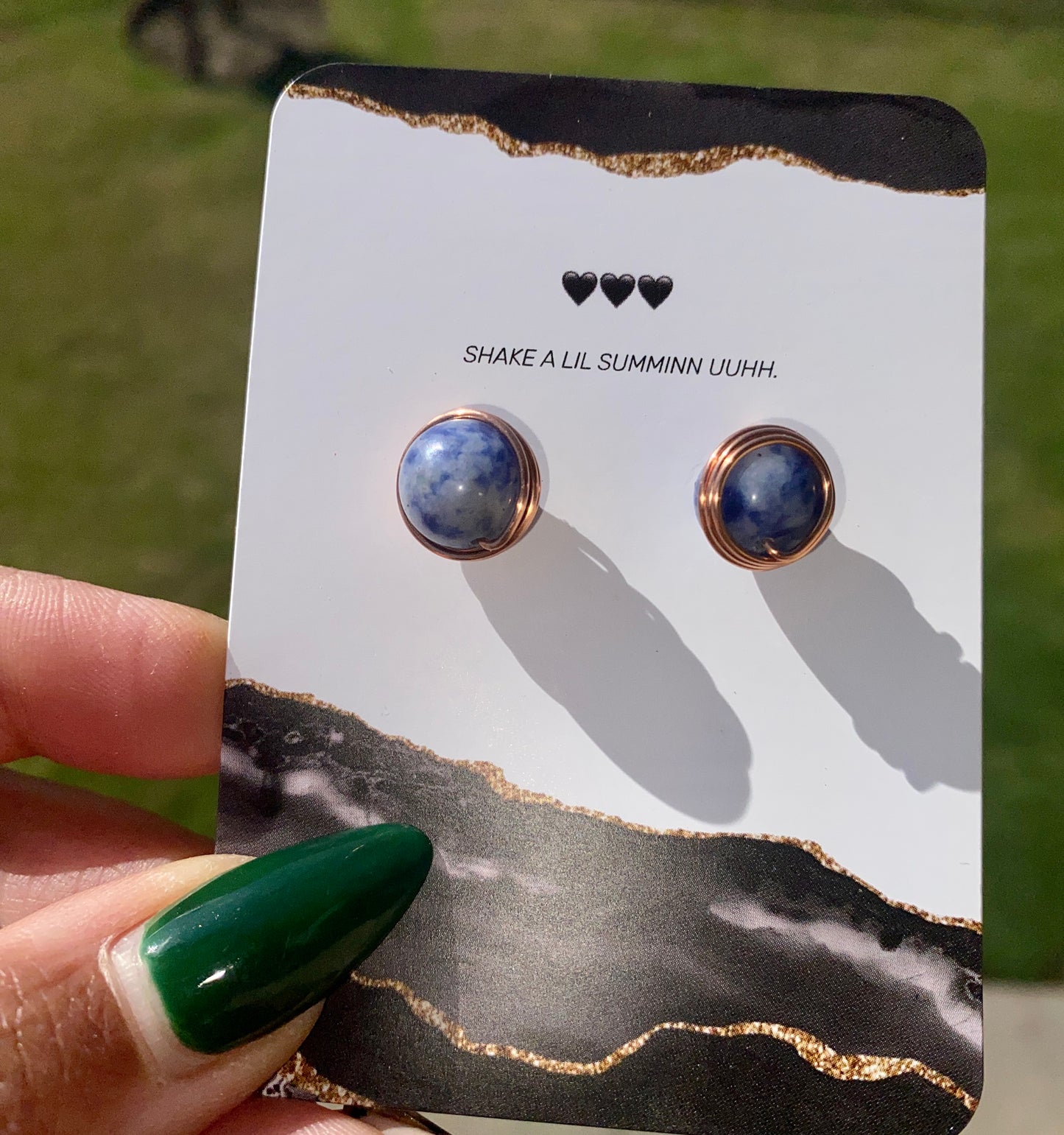 SODALITE STUDS (COPPER EARRINGS)