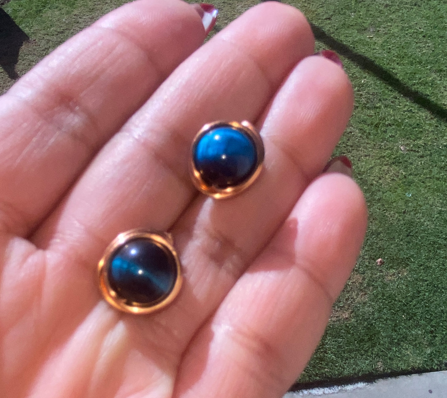 BLUE TIGERS EYE EARRINGS