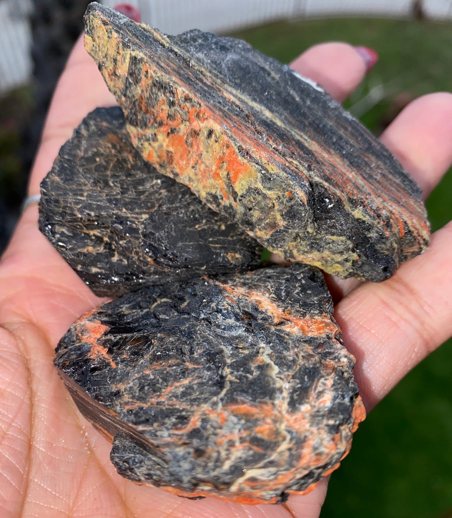 BLACK TOURMALINE WITH RED HEMATITE RAW PIECES