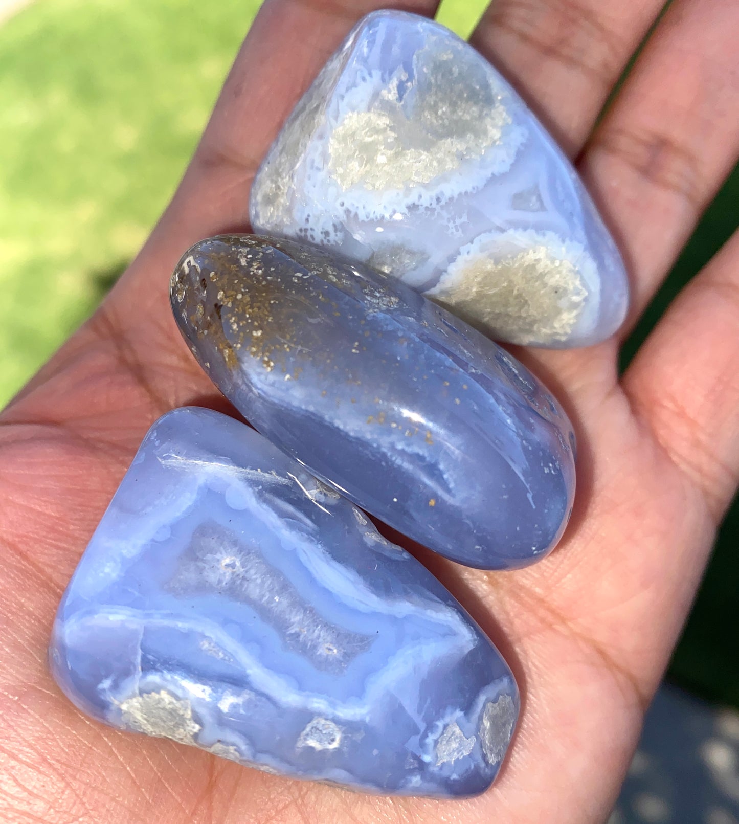 BLUE LACE AGATE POCKET PIECE