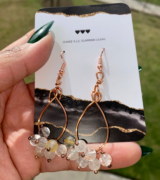 CLUSTER COPPER EARRINGS (WHITE TOPAZ)