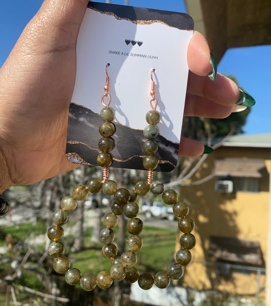 LABRADORITE HOOPS (COPPER EARRINGS)