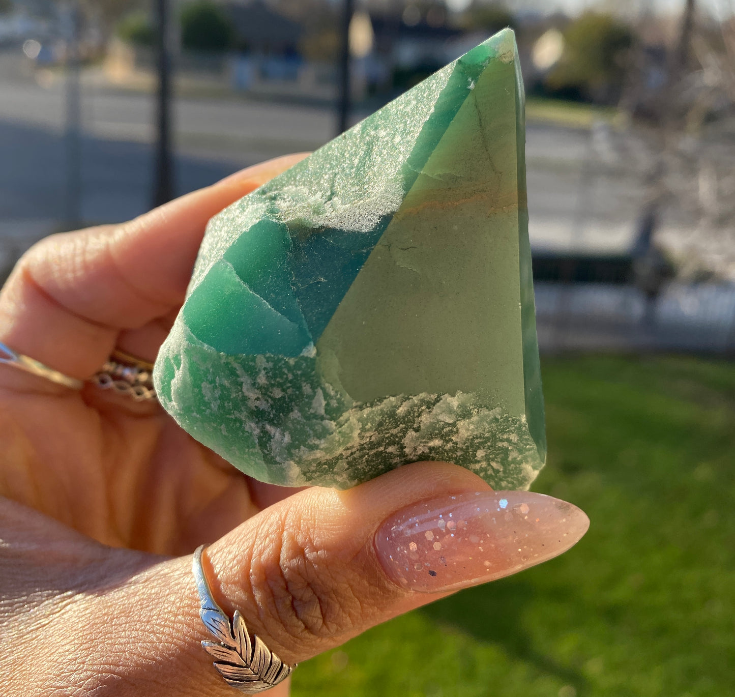 GREEN AVENTURINE SEMI POLISHED POINTS (THA MUHFCUKIN PRODUCERS)