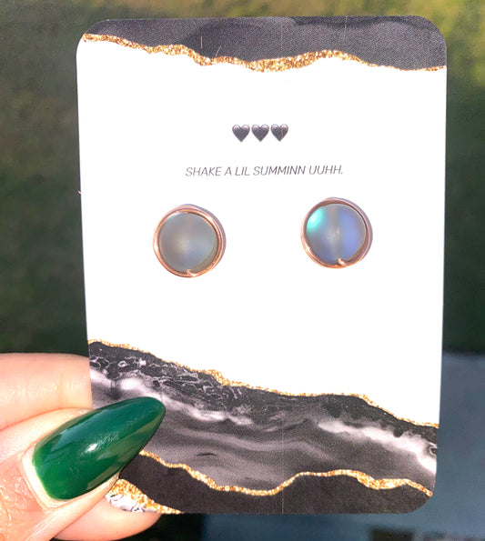 BLUE AURA QUARTZ STUDS (COPPER EARRINGS)