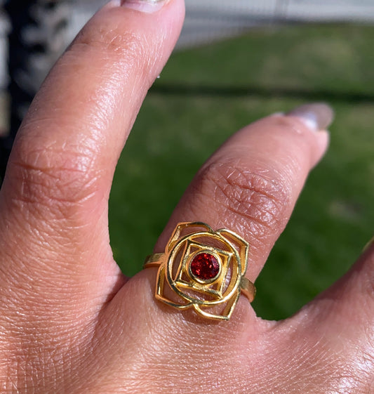 GARNET ROOT CHAKRA RING