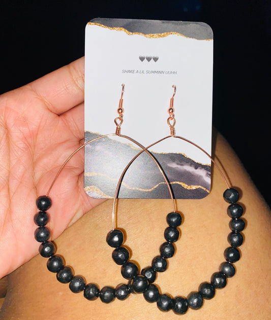 SHUNGITE HOOPS (COPPER EARRINGS)