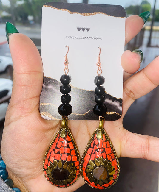 CORAL DROPS (COPPER N' BRASS EARRINGS)