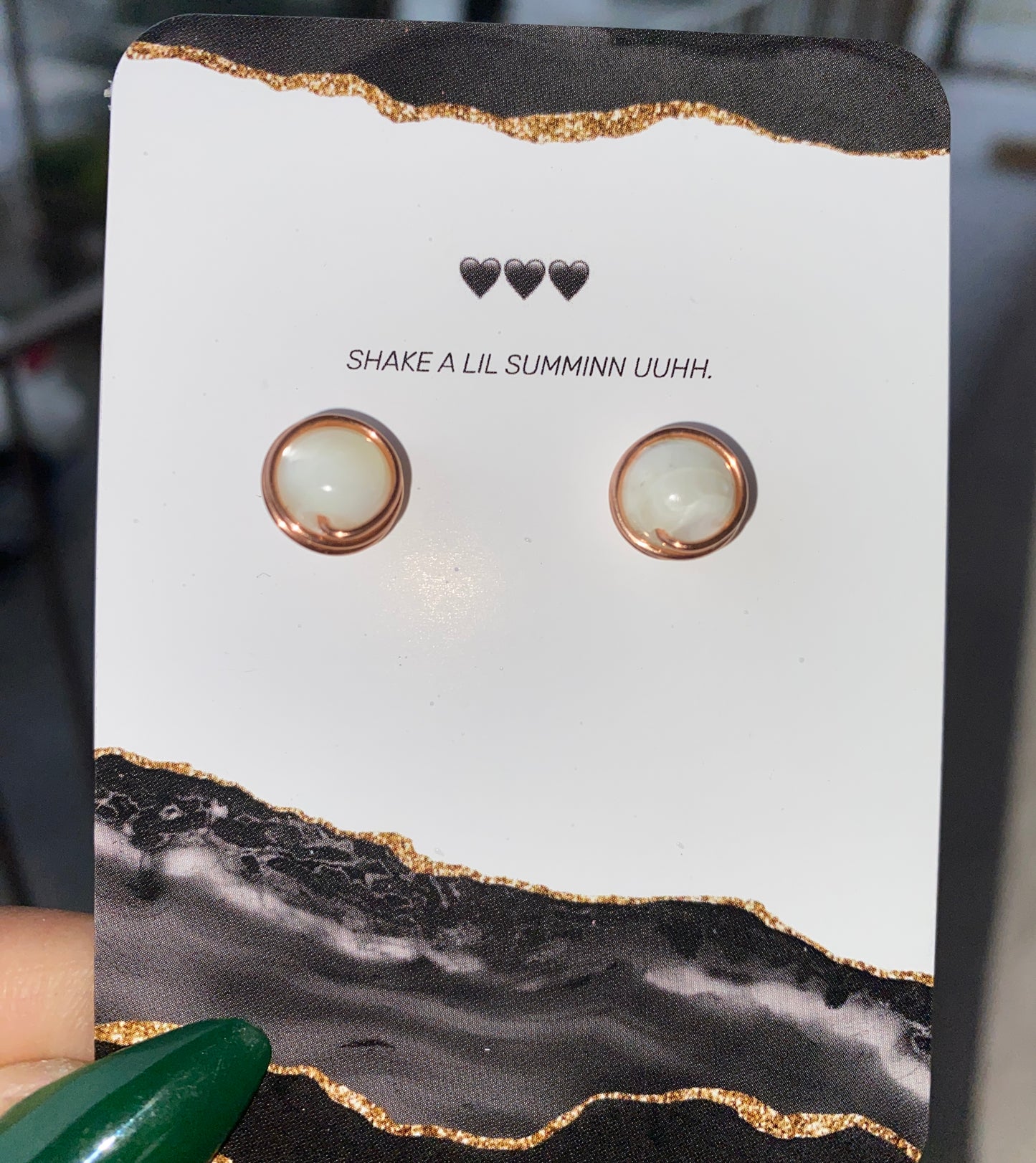 MOTHER OF PEARL STUDS (COPPER EARRINGS)